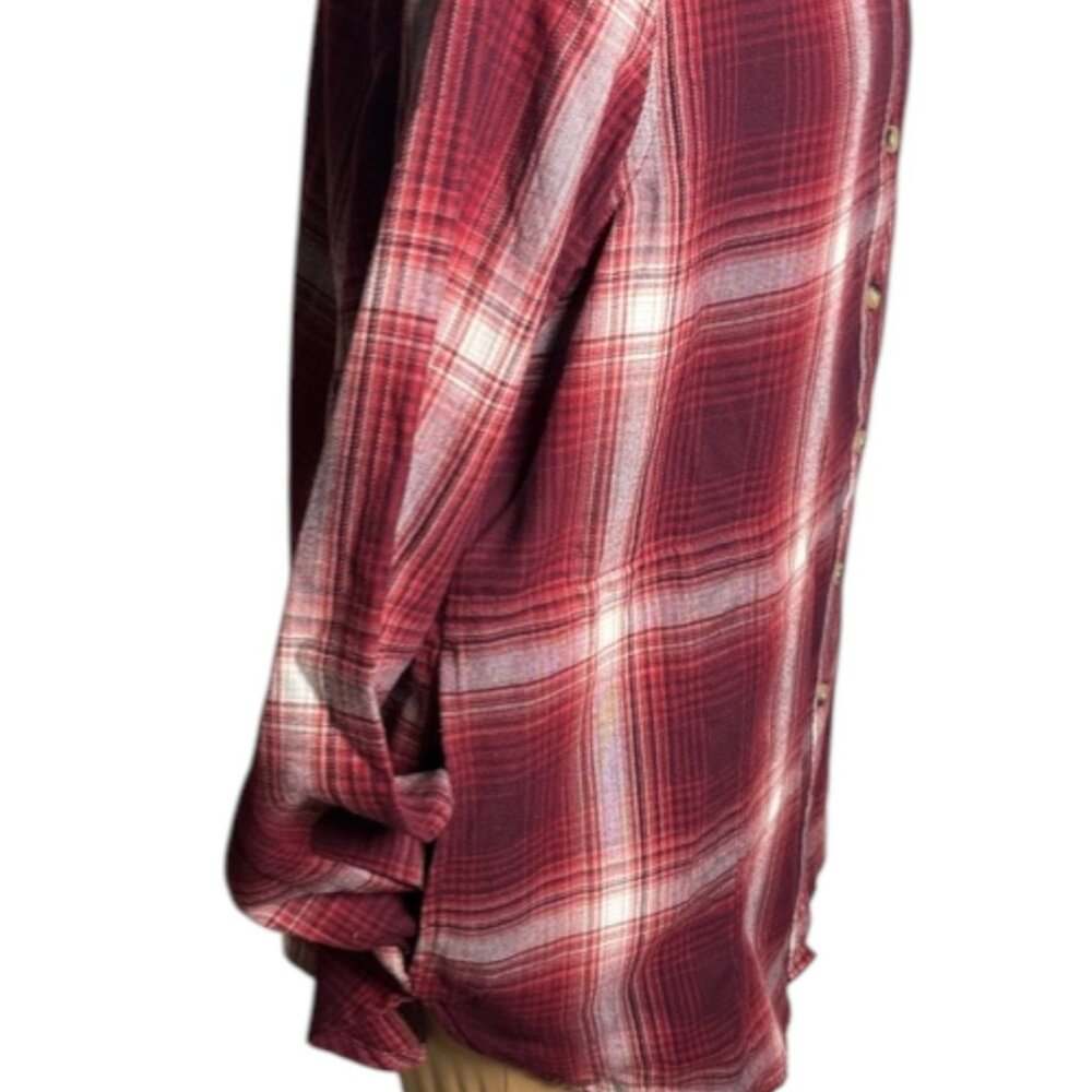 Jachs Girlfriend Burgundy Plaid Flannel Button Down Shirt Medium - Picture 4 of 9